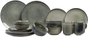 Salt & Pepper Dinnerware Set Meridian - Green/Blue - 16 pieces / 4 people - 4 dinner plates, 4 side plates, 4 bowls, and 4 cups