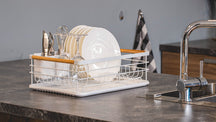 Sareva Drip rack - with tray - dish rack with drip tray and cutlery holder - White