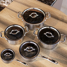 Stahl Cookware Cookware set Triply 5 piece - Cooking pan 18, 20 and 24 cm -. sauce pan 18 and 16cm