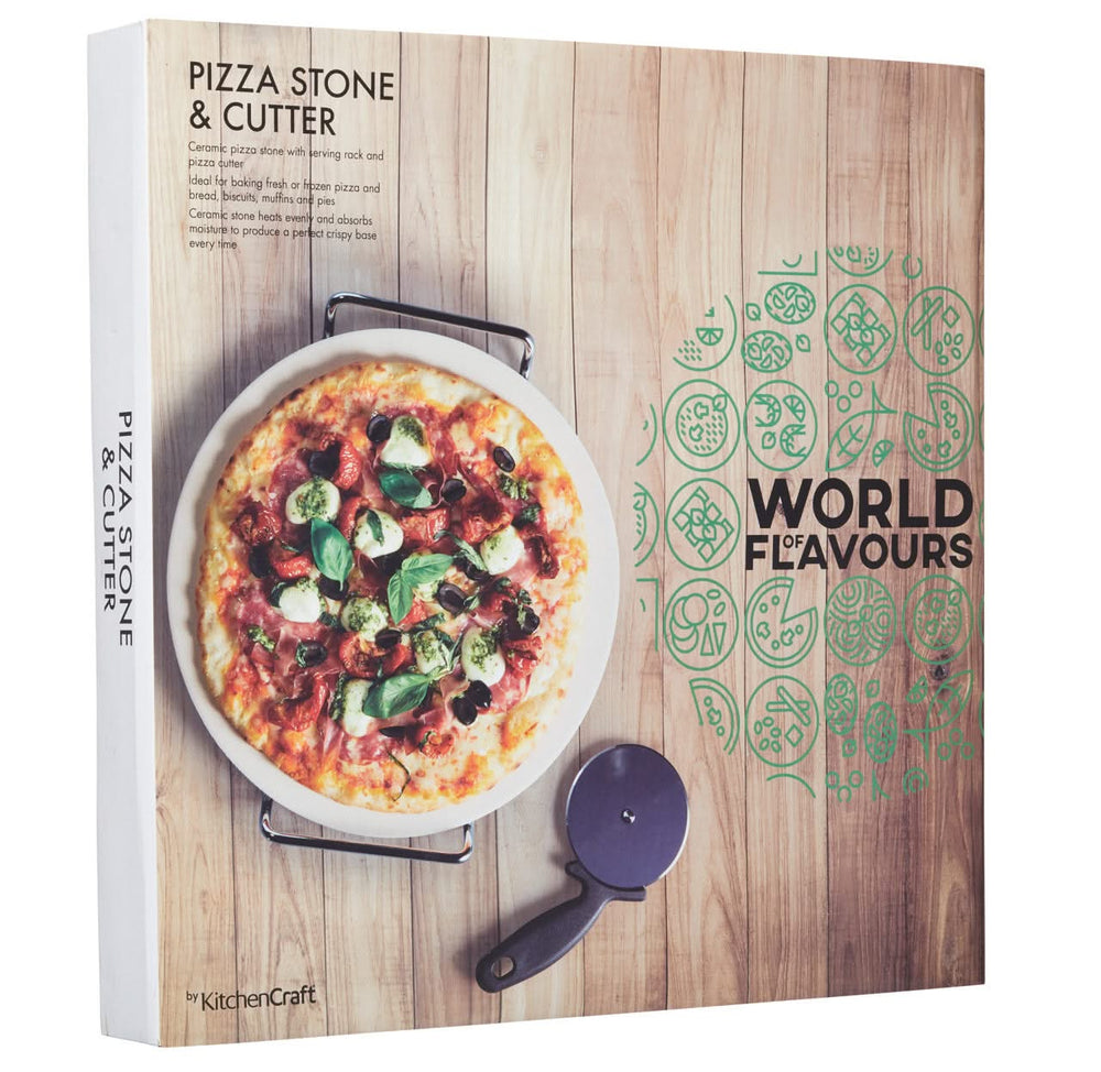 KitchenCraft Pizza Stone and Pizzames - 32 cm