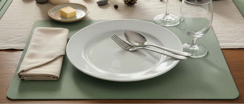 Cosy & Trendy Placemats Leather Look Basil 43 x 30 cm - 6 pieces