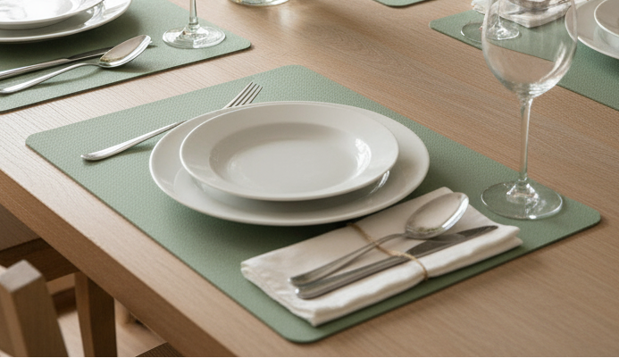 Cosy & Trendy Placemats Leather Look Basil 43 x 30 cm - 6 pieces