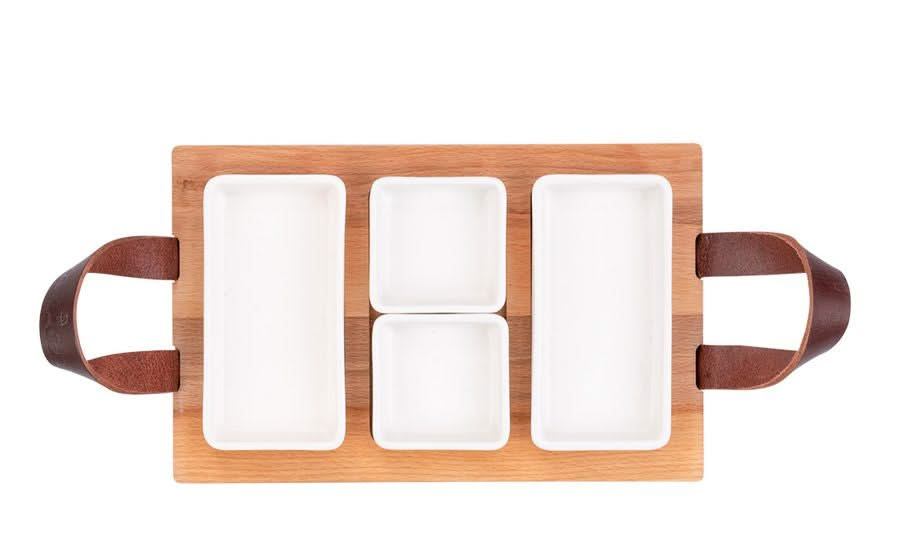 Bowls & Dishes Serving board / Tapas board Streetfood 3 compartments White - Medium