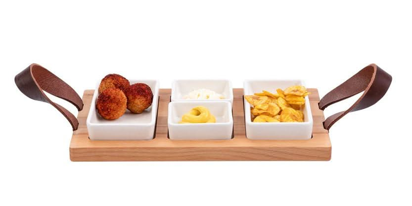 Bowls & Dishes Serving board / Tapas board Streetfood 3 compartments White - Medium