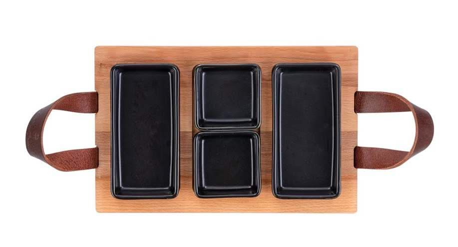 Bowls & Dishes Serving board / Tapas board Streetfood 3-shelf Black - Medium