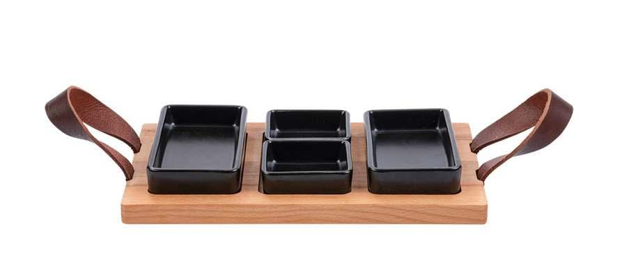 Bowls & Dishes Serving board / Tapas board Streetfood 3-shelf Black - Medium