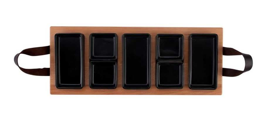 Bowls & Dishes Serving board / Tapas board Streetfood 5-shelf Black - Large